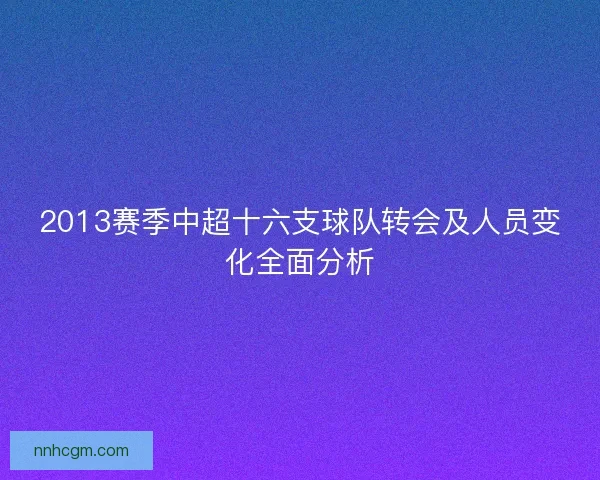 2013赛季中超十六支球队转会及人员变化全面分析 2013赛季中超十六支球队转会及人员变化全面分析