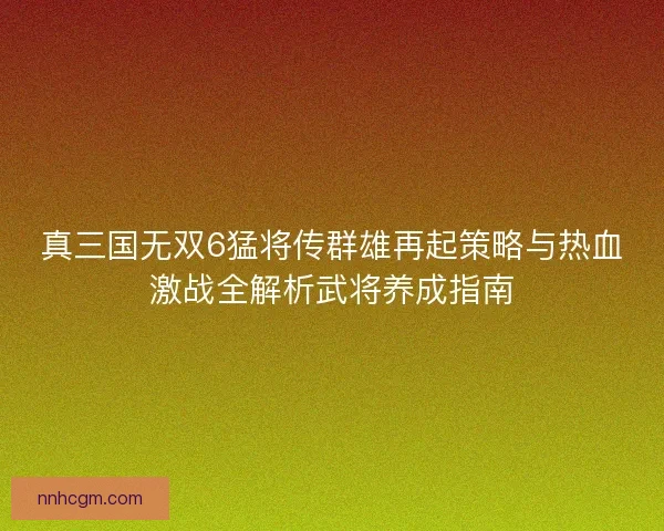 真三国无双6猛将传群雄再起策略与热血激战全解析武将养成指南